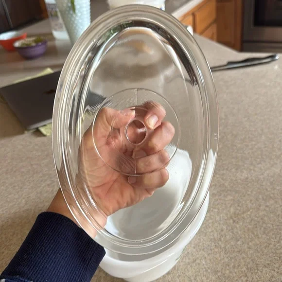 Vintage Glasbake 1 Qt. Oval Covered Casserole/Vegetable Dish w/Green Daisies Lid - Picture 10 of 10